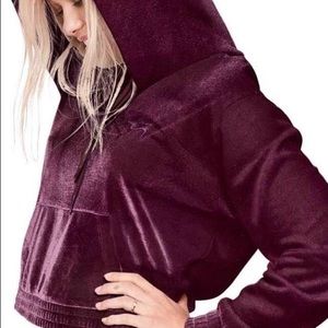VS Pink Velvet Hoodie Burgundy